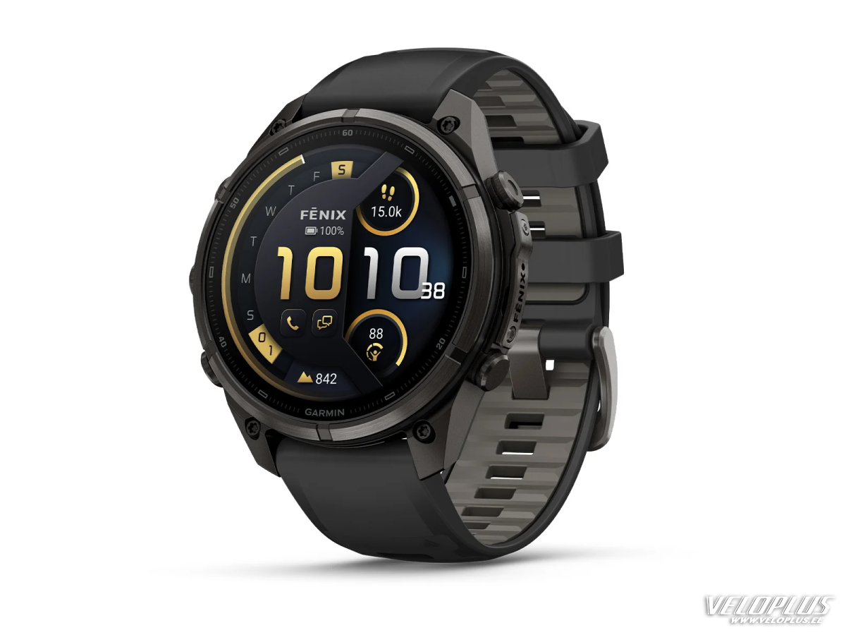 Garmin fenix 9 Pro - inReach 47mm Hiilenharmaa DLC-titaani ja Black/Pebble Gray -silikonihihna