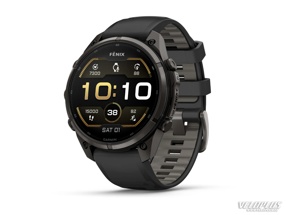 Garmin fenix 9 Pro - 47mm Hiilenharmaa DLC-titaani ja Black/Pebble Gray -silikonihihna
