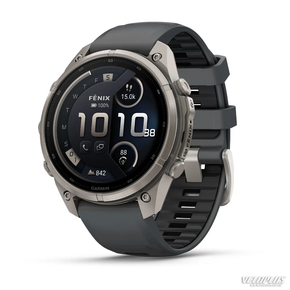Garmin fenix 9 Pro - inReach 47mm Titaan koos grafiithalli/musta silikoonrihmaga