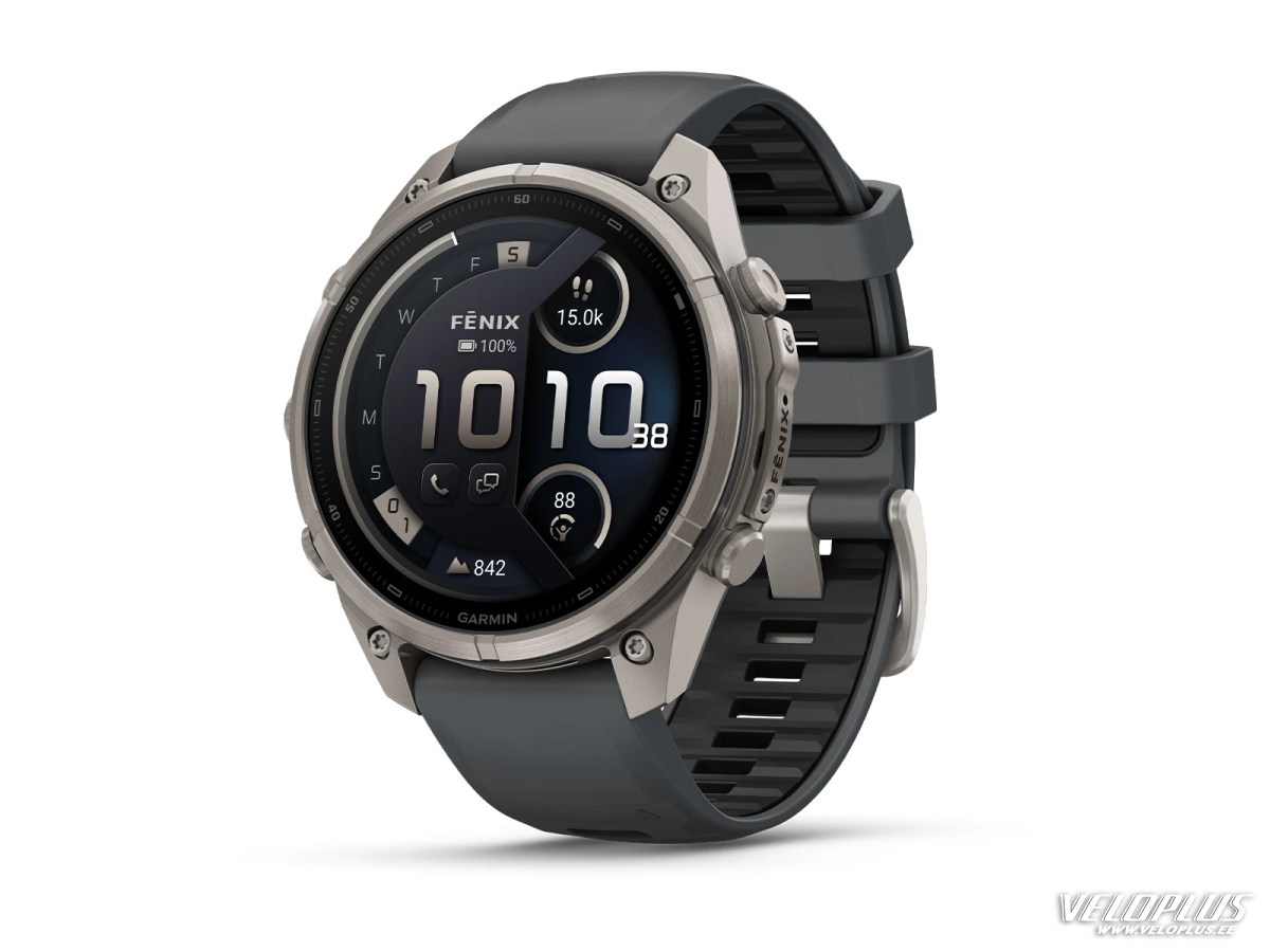 Garmin fenix 9 Pro - inReach 47mm Titanas su grafito spalvos / juodu silikoniniu dirželiu