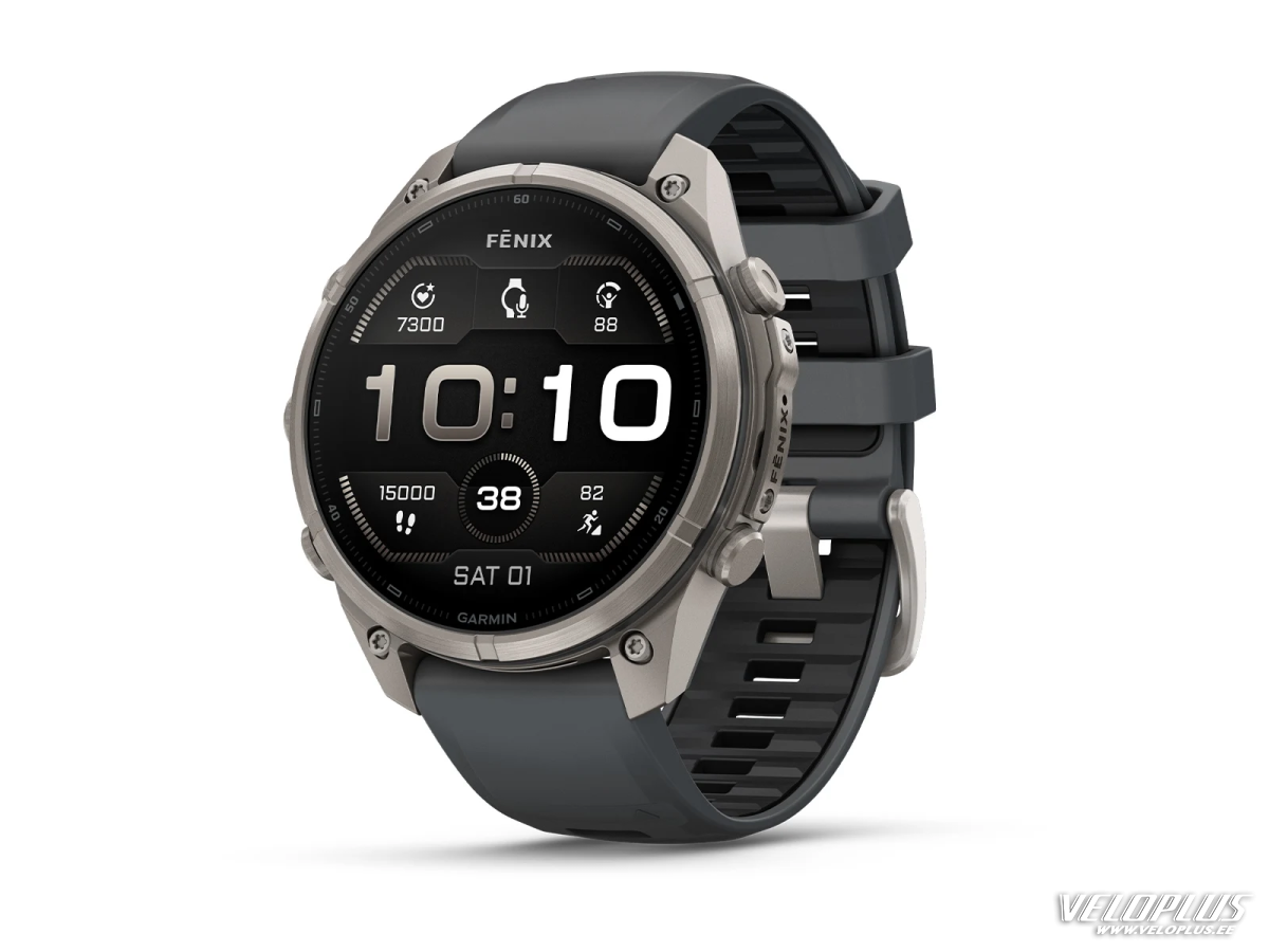 Garmin fenix 9 Pro - 47mm Titāna ar grafīta krāsas/melnu silikona siksniņu