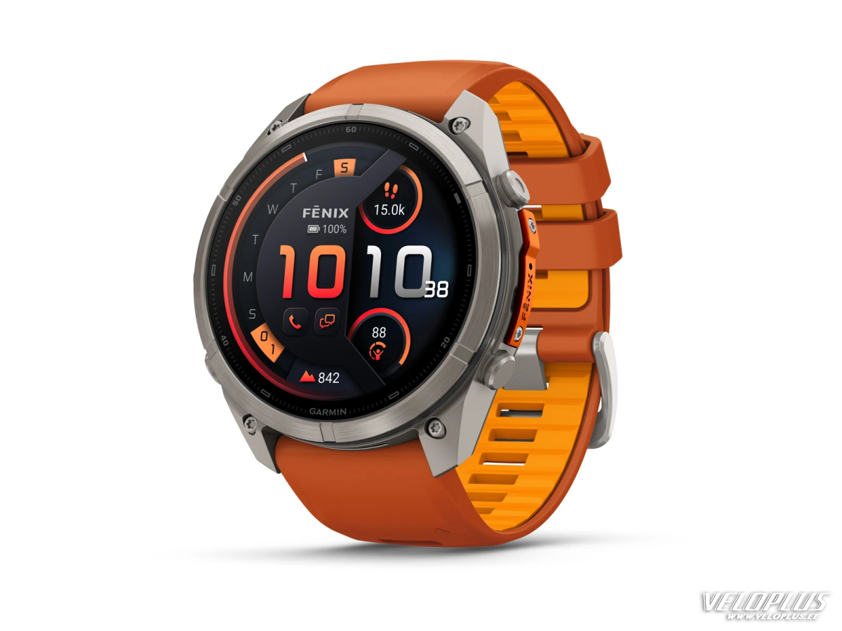 Garmin fenix 9 Pro - inReach 51mm Titāna ar rudens oranžu/dzirkstoši oranžu silikona siksniņu