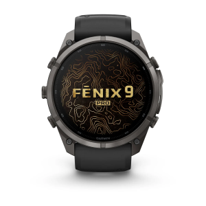 Garmin fenix 9 Pro - 51mm Pilkos anglies spalvos DLC titanas su juodos / akmenėlių pilkos spalvos silikoniniu dirželiu