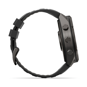 Garmin fenix 9 Pro - 51mm Pilkos anglies spalvos DLC titanas su juodos / akmenėlių pilkos spalvos silikoniniu dirželiu