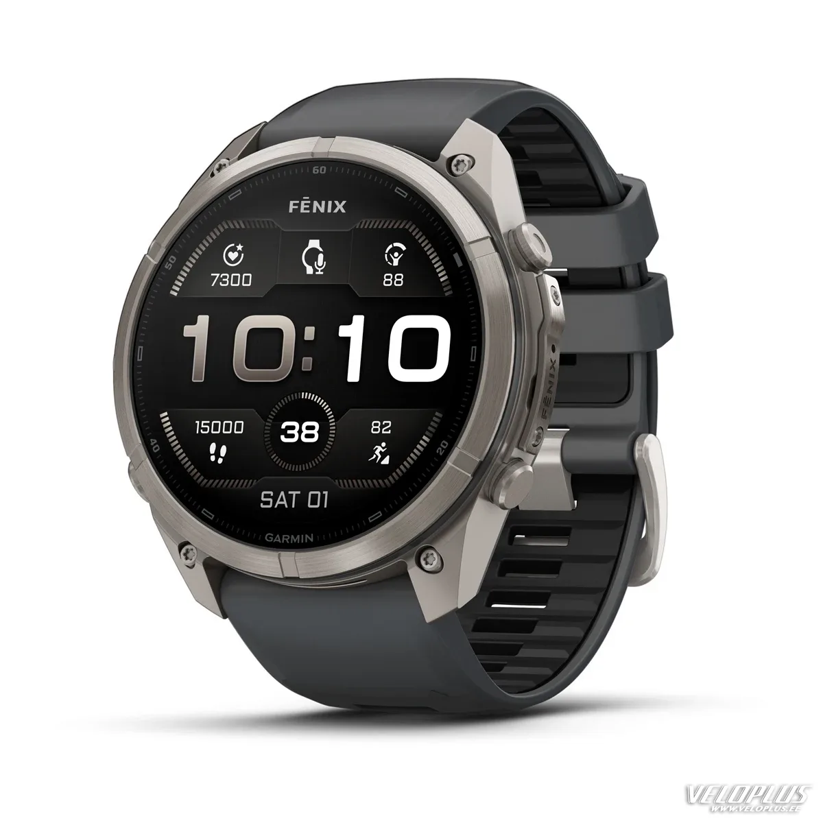 Garmin fenix 9 Pro - 51mm Титан с графитово-серым/черным силиконовым ремешком