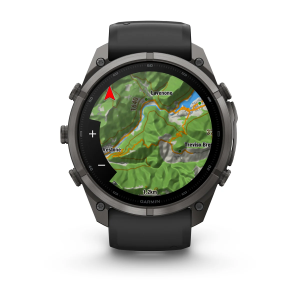 Garmin fenix 9 Pro - inReach 51mm Pilkos anglies spalvos DLC titanas su juodos / akmenėlių pilkos spalvos silikoniniu dirželiu