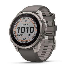 Garmin fenix 9 Pro - inReach, Solar, 47mm Titanas su akmenėlių pilkos spalvos silikoniniu dirželiu