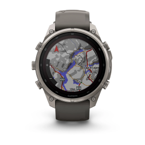 Garmin fenix 9 Pro - inReach, Solar, 47mm Titanas su akmenėlių pilkos spalvos silikoniniu dirželiu