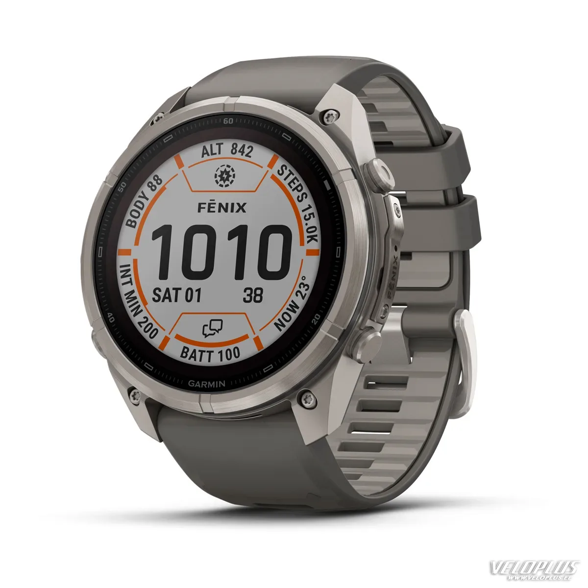 Garmin fenix 9 Pro - inReach, Solar, 51mm Титан с силиконовым ремешком Gravel Grey