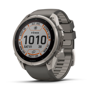 Garmin fenix 9 Pro - inReach, Solar, 51mm Titanas su akmenėlių pilkos spalvos silikoniniu dirželiu