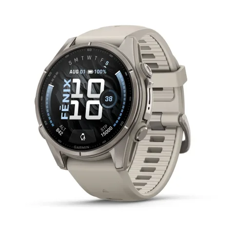 Garmin fenix 9 - 43mm Titaan uduhalli silikoonrihmaga