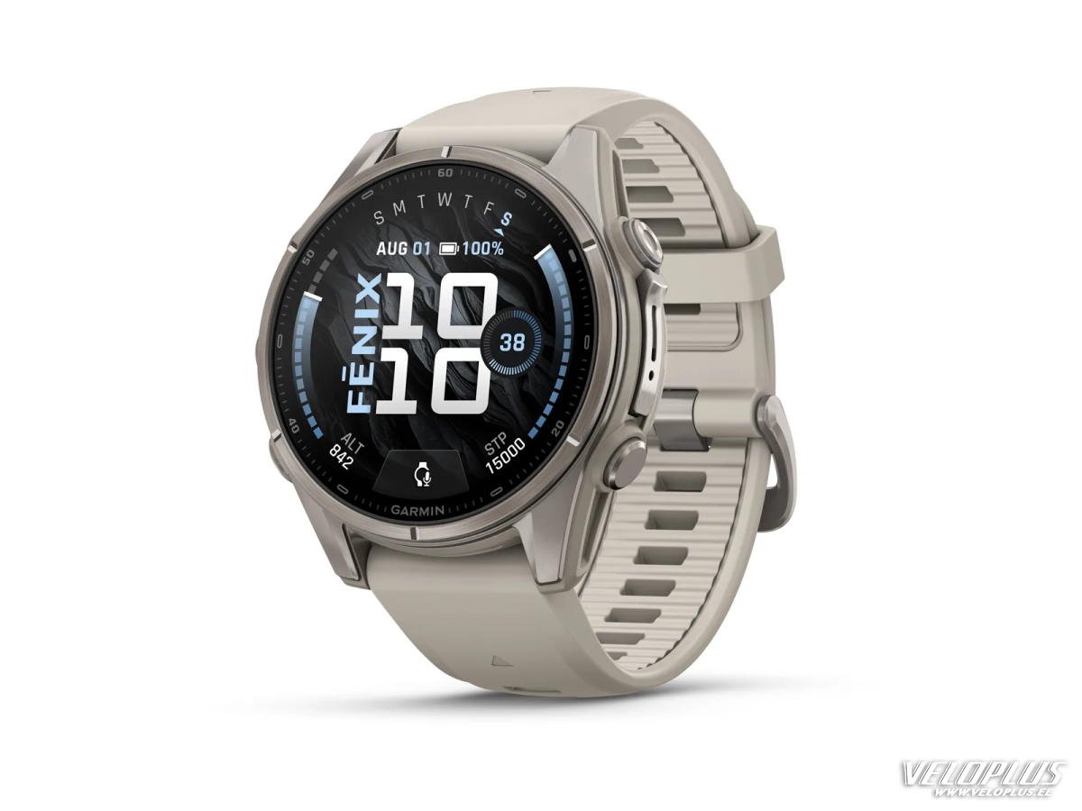 Garmin fenix 9 - 43mm Titaan uduhalli silikoonrihmaga
