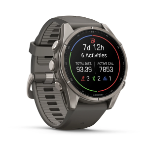 Garmin fenix 9 Pro - 43mm Titanas su akmenėlių pilkos spalvos silikoniniu dirželiu