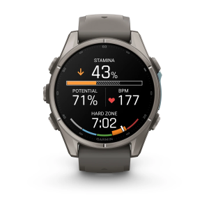 Garmin fenix 9 Pro - 43mm Titanas su akmenėlių pilkos spalvos silikoniniu dirželiu