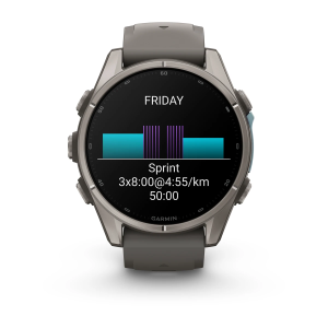Garmin fenix 9 Pro - 43mm Titanas su akmenėlių pilkos spalvos silikoniniu dirželiu