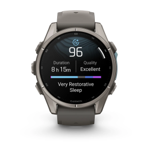 Garmin fenix 9 Pro - 43mm Titanas su akmenėlių pilkos spalvos silikoniniu dirželiu