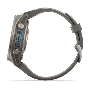 Garmin fenix 9 Pro - 43mm Titanas su akmenėlių pilkos spalvos silikoniniu dirželiu