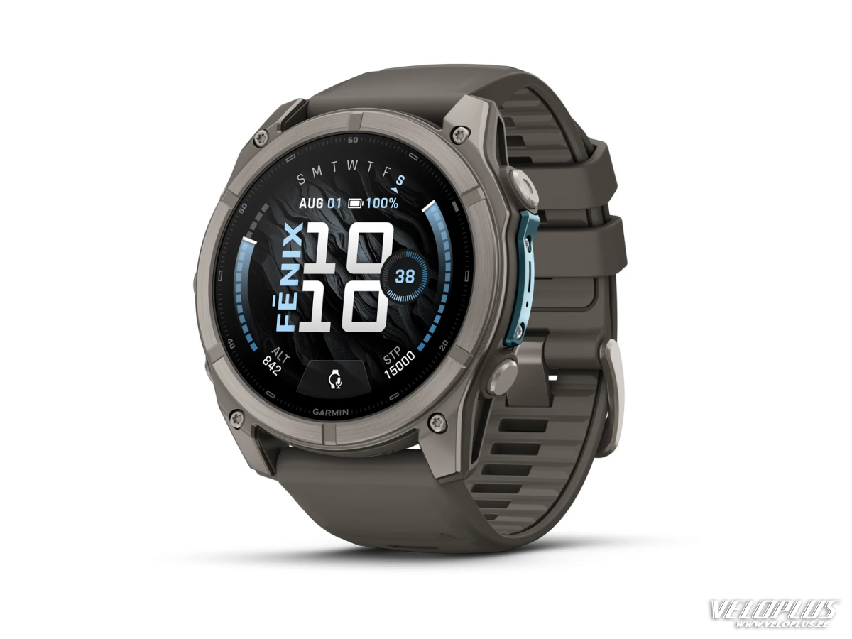 Garmin fenix 9 Pro - 51mm Titanas su akmenėlių pilkos spalvos silikoniniu dirželiu
