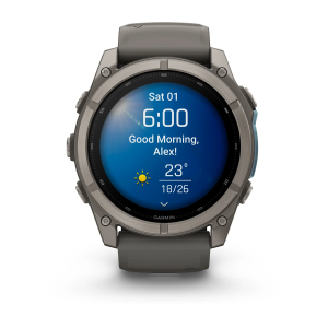 Garmin fenix 9 Pro - 51mm Titanas su akmenėlių pilkos spalvos silikoniniu dirželiu