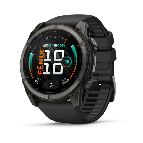 Garmin fenix 9 - 51mm Süsinikhall DLC-kattega titaan musta silikoonrihmaga