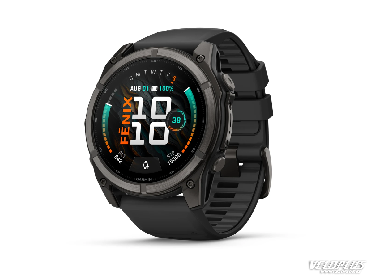 Garmin fenix 9 Pro - 51mm Ogļu pelēks DLC titāna pārklājums ar melnu silikona siksniņu