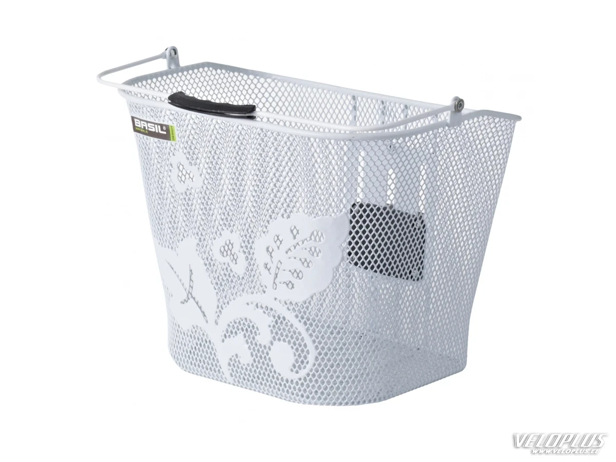 Bike basket BASIL BASIMPLY EC FLOWER white (w/o BasEasy holder)