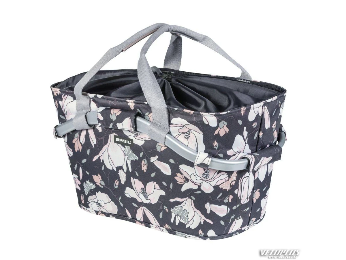 Bike basket BASIL MAGNOLIA rear dark blue flowers