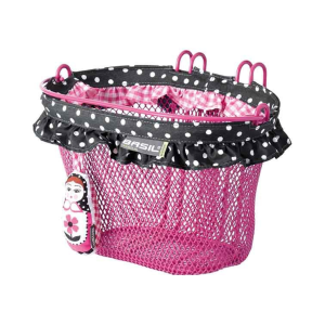 Bike basket BASIL JASMIN BABOUSHKA rose w/ hooks for kids